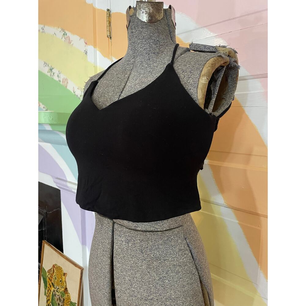 Klassy Network Black Strappy Open Back Crop Top Bralette Modal Size L